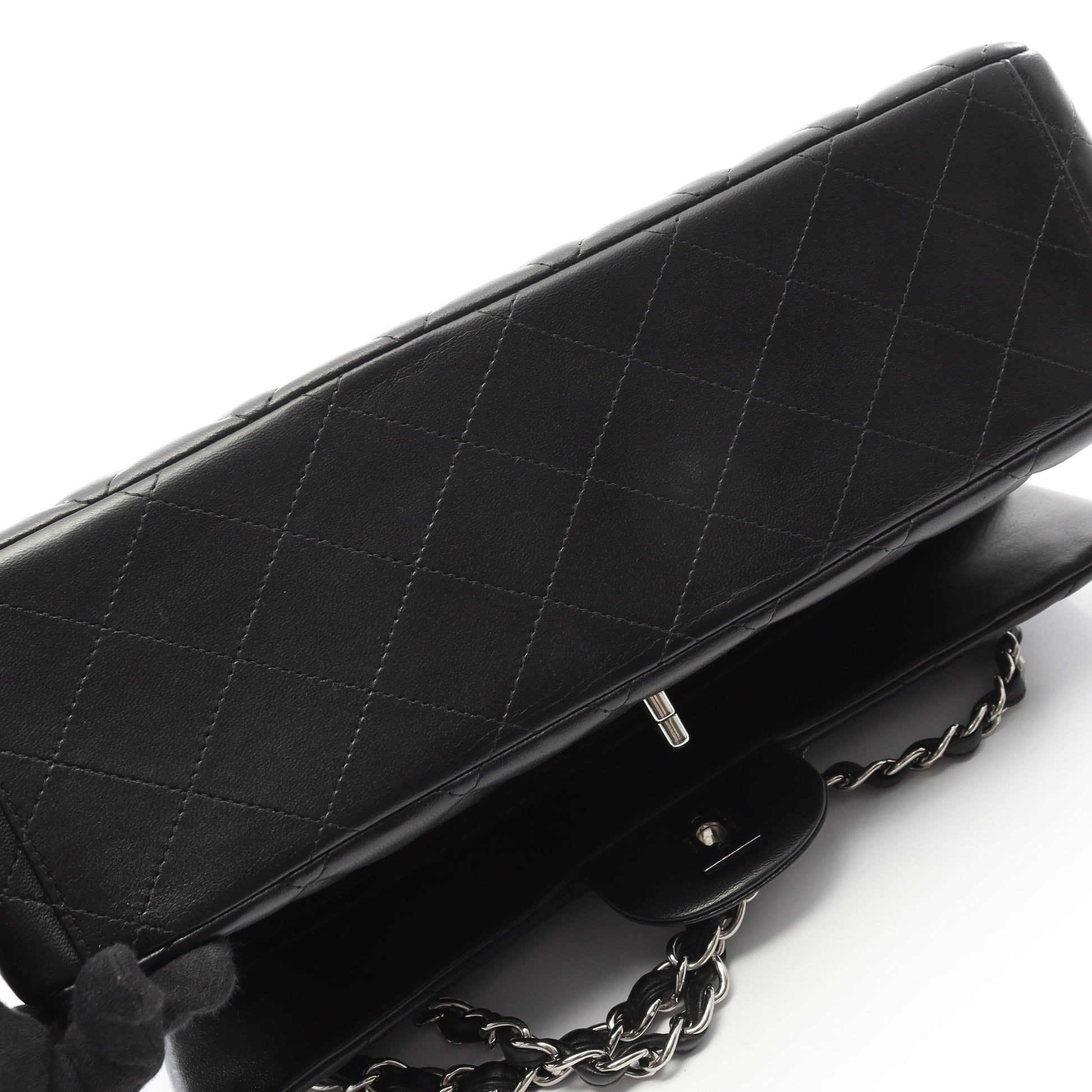 デカマトラッセ34 Wフラップ Wチェーンショルダーバッグ ラムスキン ブラック シルバー金具 シャネル バッグ CHANEL