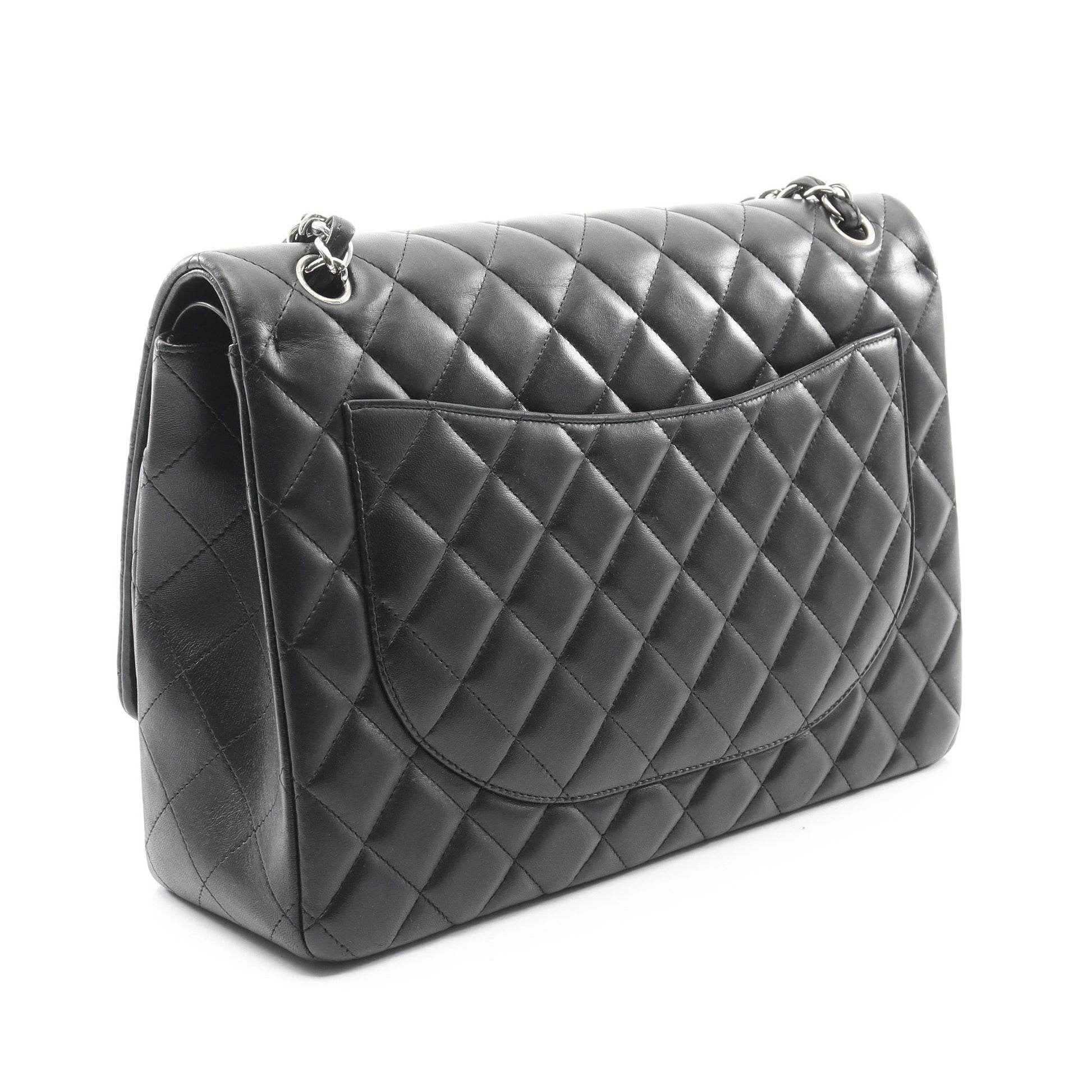 デカマトラッセ34 Wフラップ Wチェーンショルダーバッグ ラムスキン ブラック シルバー金具 シャネル バッグ CHANEL