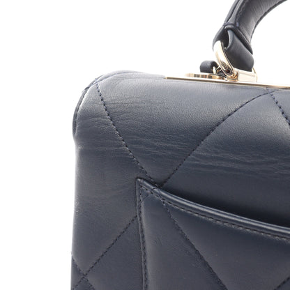 トレンディCC トップハンドル ハンドバッグ ラムスキン ダークネイビー ゴールド金具 2WAY シャネル バッグ CHANEL