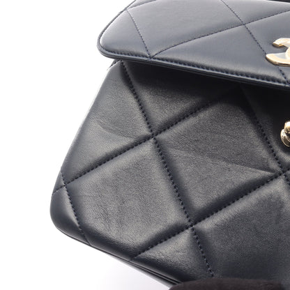 トレンディCC トップハンドル ハンドバッグ ラムスキン ダークネイビー ゴールド金具 2WAY シャネル バッグ CHANEL