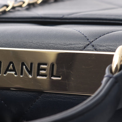トレンディCC トップハンドル ハンドバッグ ラムスキン ダークネイビー ゴールド金具 2WAY シャネル バッグ CHANEL