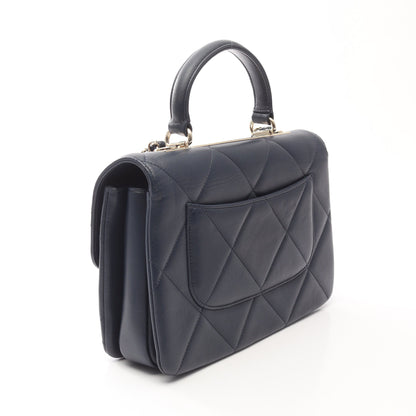 トレンディCC トップハンドル ハンドバッグ ラムスキン ダークネイビー ゴールド金具 2WAY シャネル バッグ CHANEL