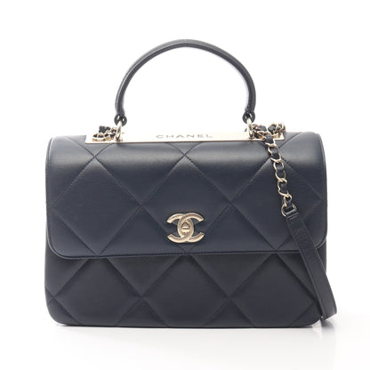 トレンディCC トップハンドル ハンドバッグ ラムスキン ダークネイビー ゴールド金具 2WAY シャネル バッグ CHANEL