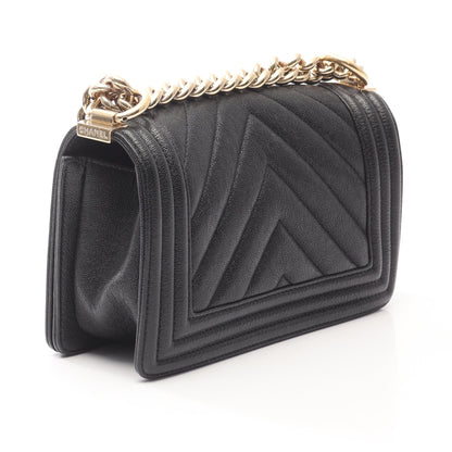 ボーイシャネル スモール チェーンショルダーバッグ キャビアスキン ブラック ゴールド金具 シャネル バッグ CHANEL