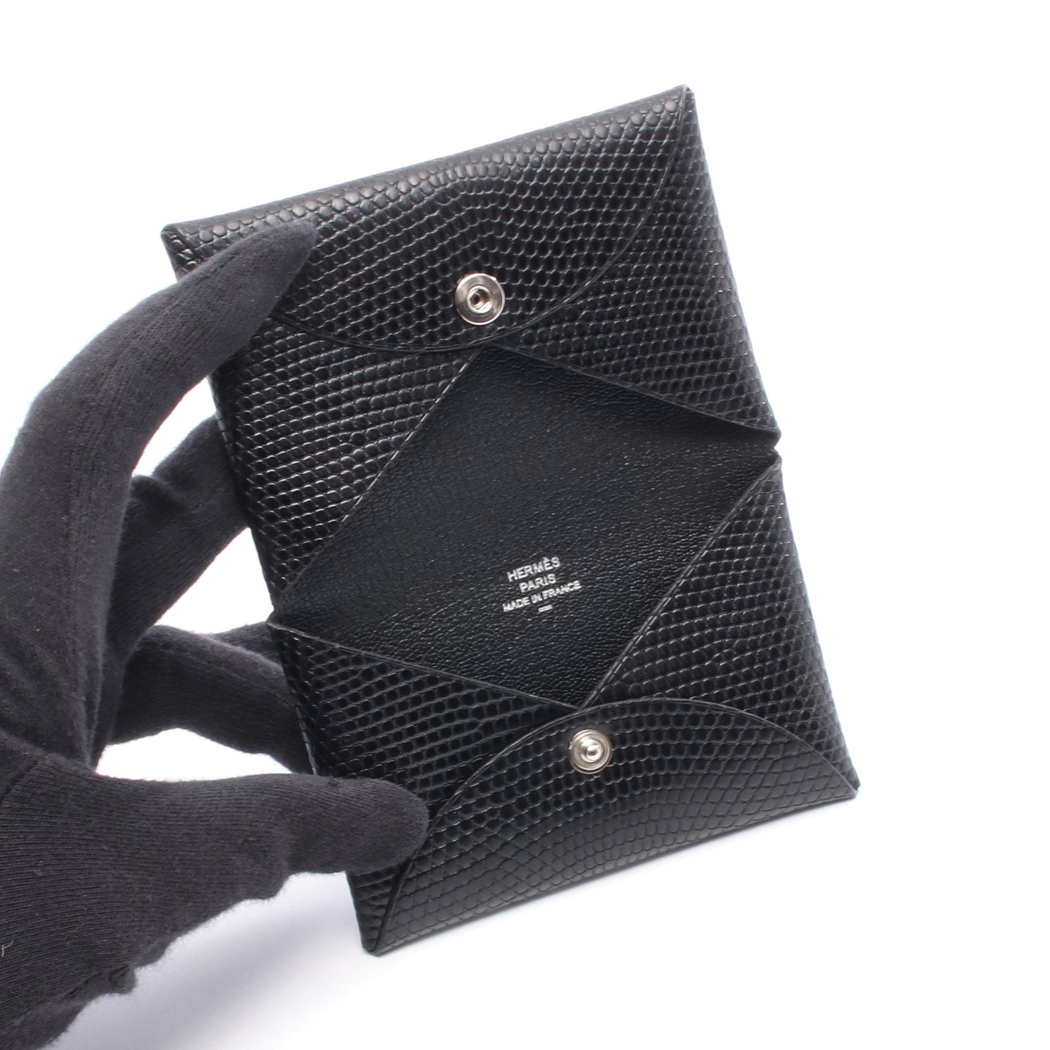 カルヴィ コインケース リザード ブラック シルバー金具 U刻印