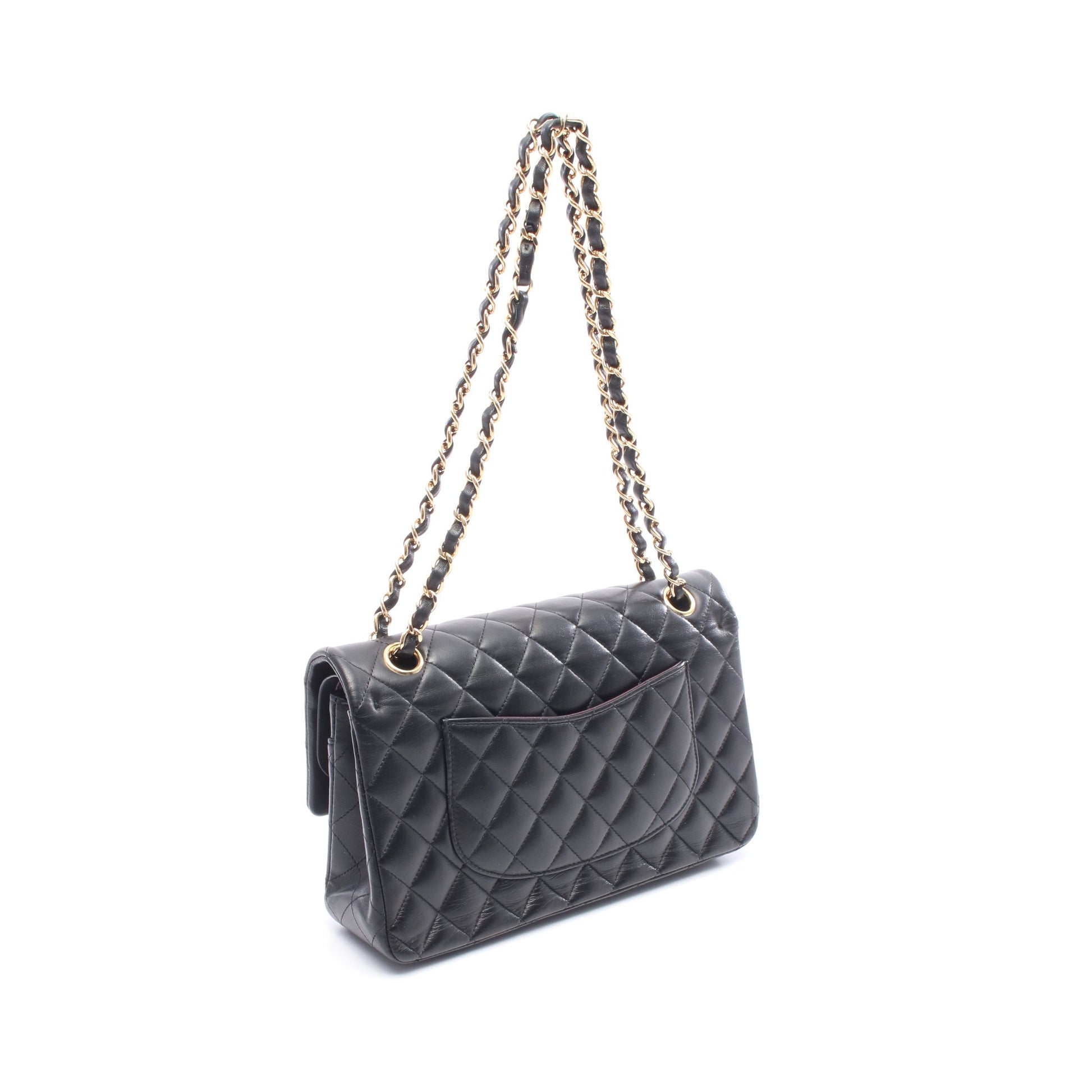 マトラッセ Wフラップ Wチェーンショルダーバッグ ラムスキン ブラック ゴールド金具 シャネル バッグ CHANEL