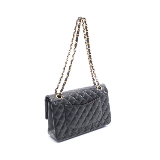 マトラッセ Wフラップ Wチェーンショルダーバッグ ラムスキン ブラック ゴールド金具 シャネル バッグ CHANEL