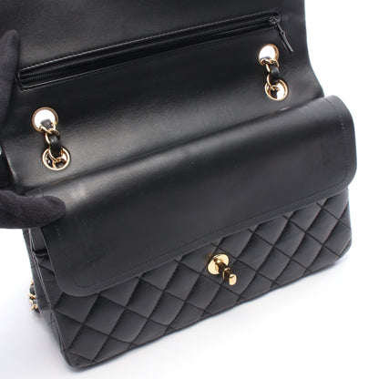 マトラッセ Wフラップ Wチェーンショルダーバッグ ラムスキン ブラック ゴールド金具 シャネル バッグ CHANEL