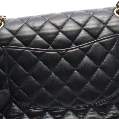 マトラッセ Wフラップ Wチェーンショルダーバッグ ラムスキン ブラック ゴールド金具 シャネル バッグ CHANEL