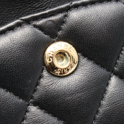 マトラッセ Wフラップ Wチェーンショルダーバッグ ラムスキン ブラック ゴールド金具 シャネル バッグ CHANEL