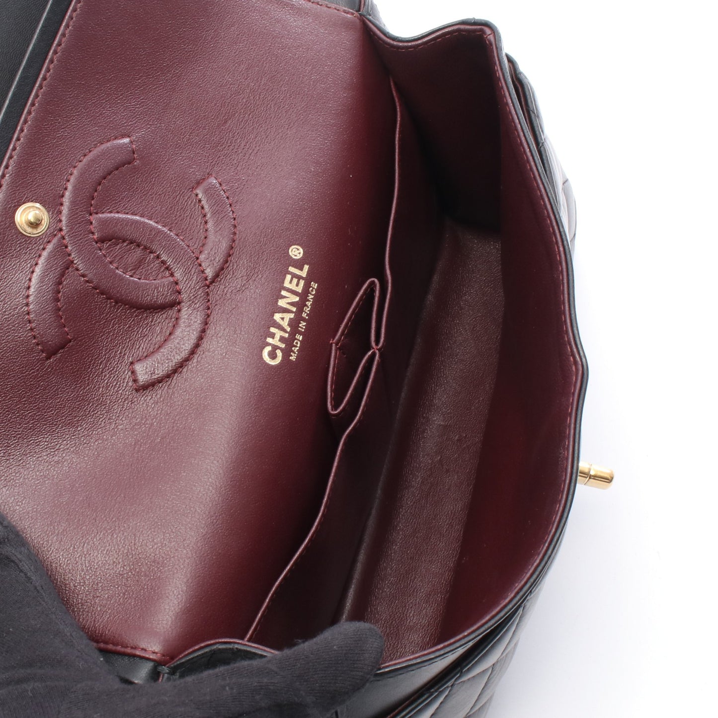 マトラッセ Wフラップ Wチェーンショルダーバッグ ラムスキン ブラック ゴールド金具 シャネル バッグ CHANEL