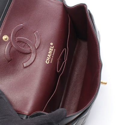 マトラッセ Wフラップ Wチェーンショルダーバッグ ラムスキン ブラック ゴールド金具 シャネル バッグ CHANEL