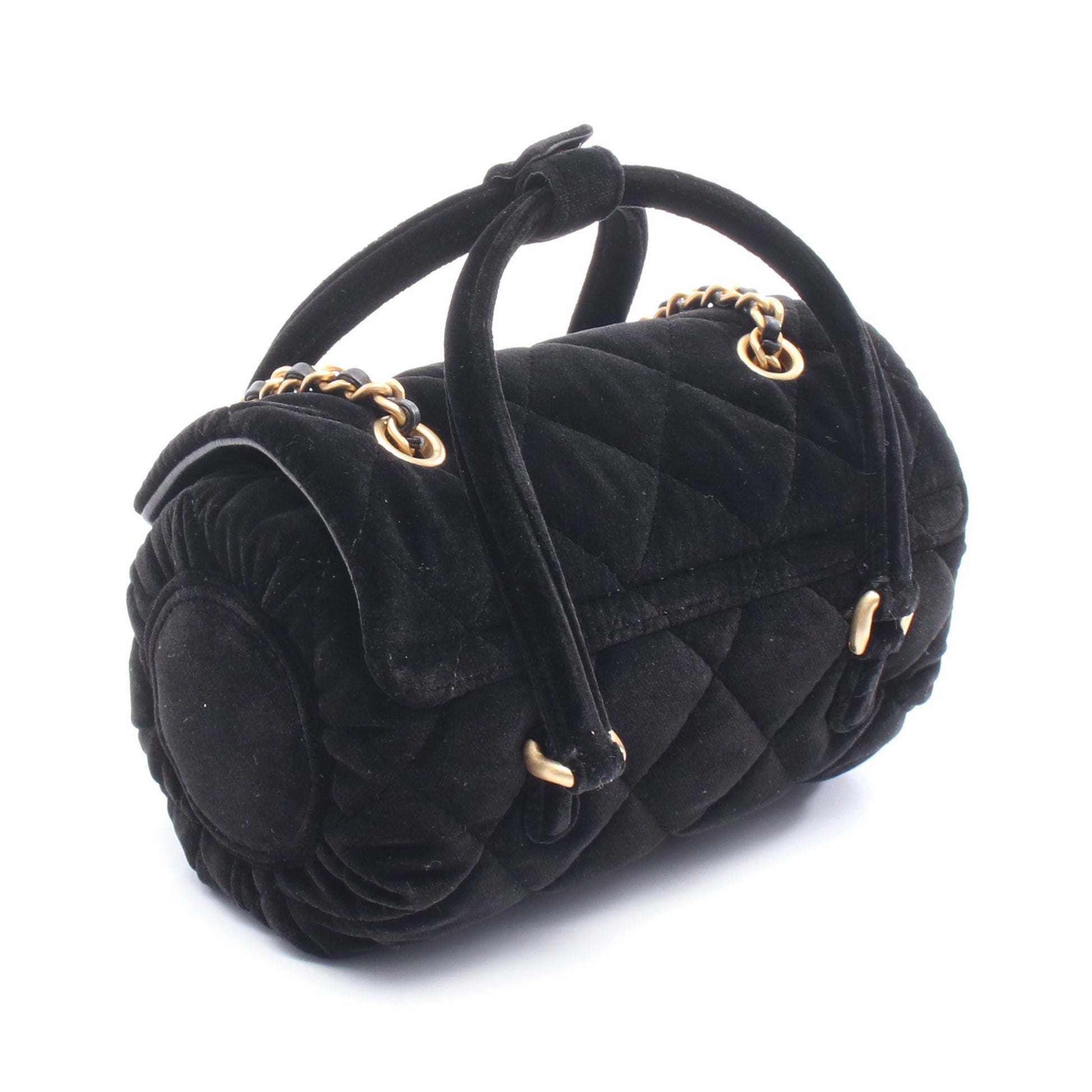 マトラッセ チェーンショルダーバッグ ベロア ブラック ゴールド金具 シャネル バッグ CHANEL