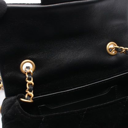 マトラッセ チェーンショルダーバッグ ベロア ブラック ゴールド金具 シャネル バッグ CHANEL