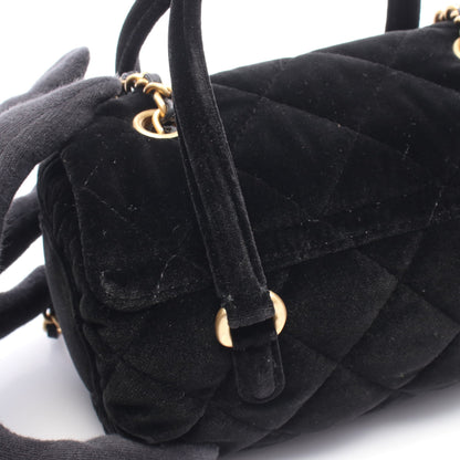 マトラッセ チェーンショルダーバッグ ベロア ブラック ゴールド金具 シャネル バッグ CHANEL