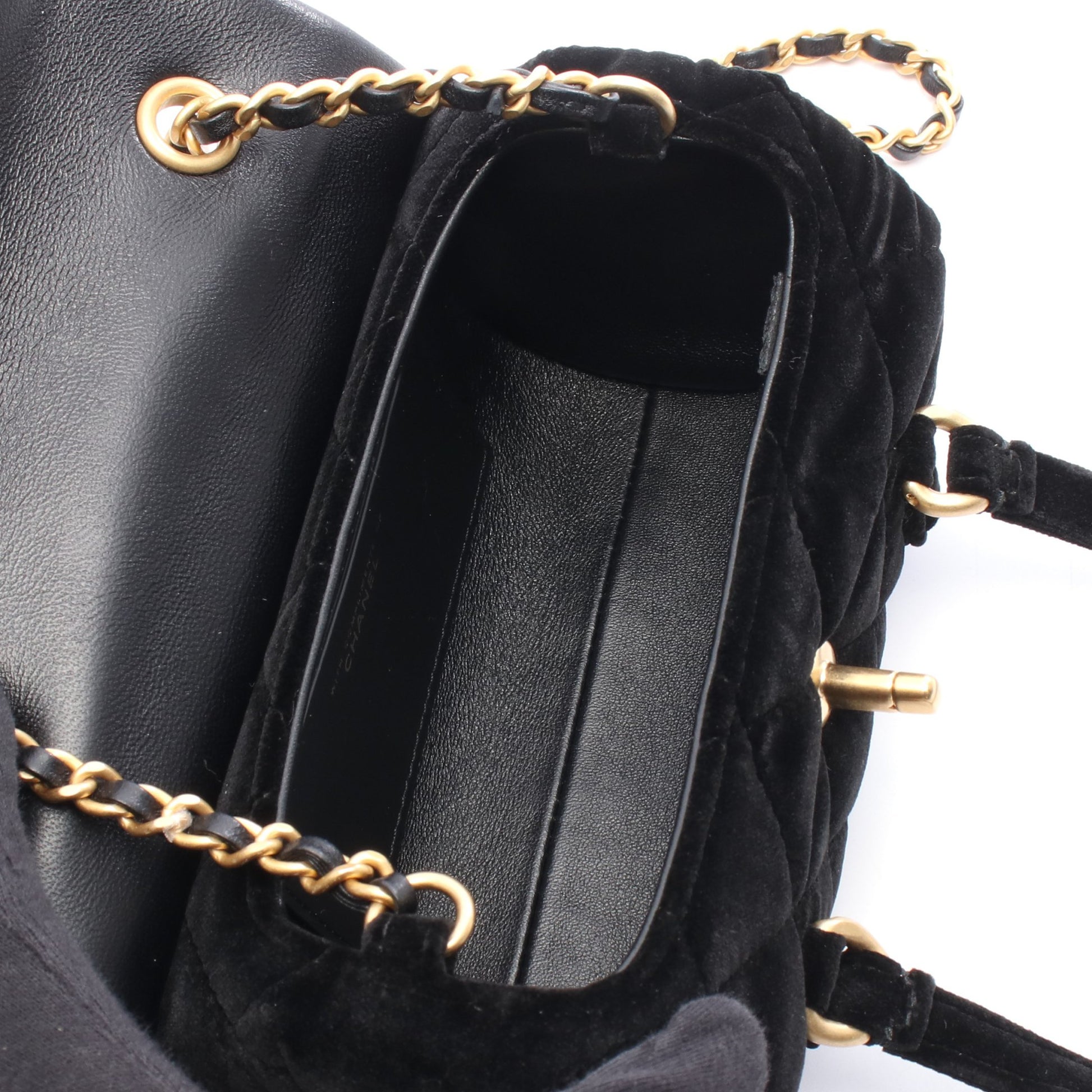 マトラッセ チェーンショルダーバッグ ベロア ブラック ゴールド金具 シャネル バッグ CHANEL