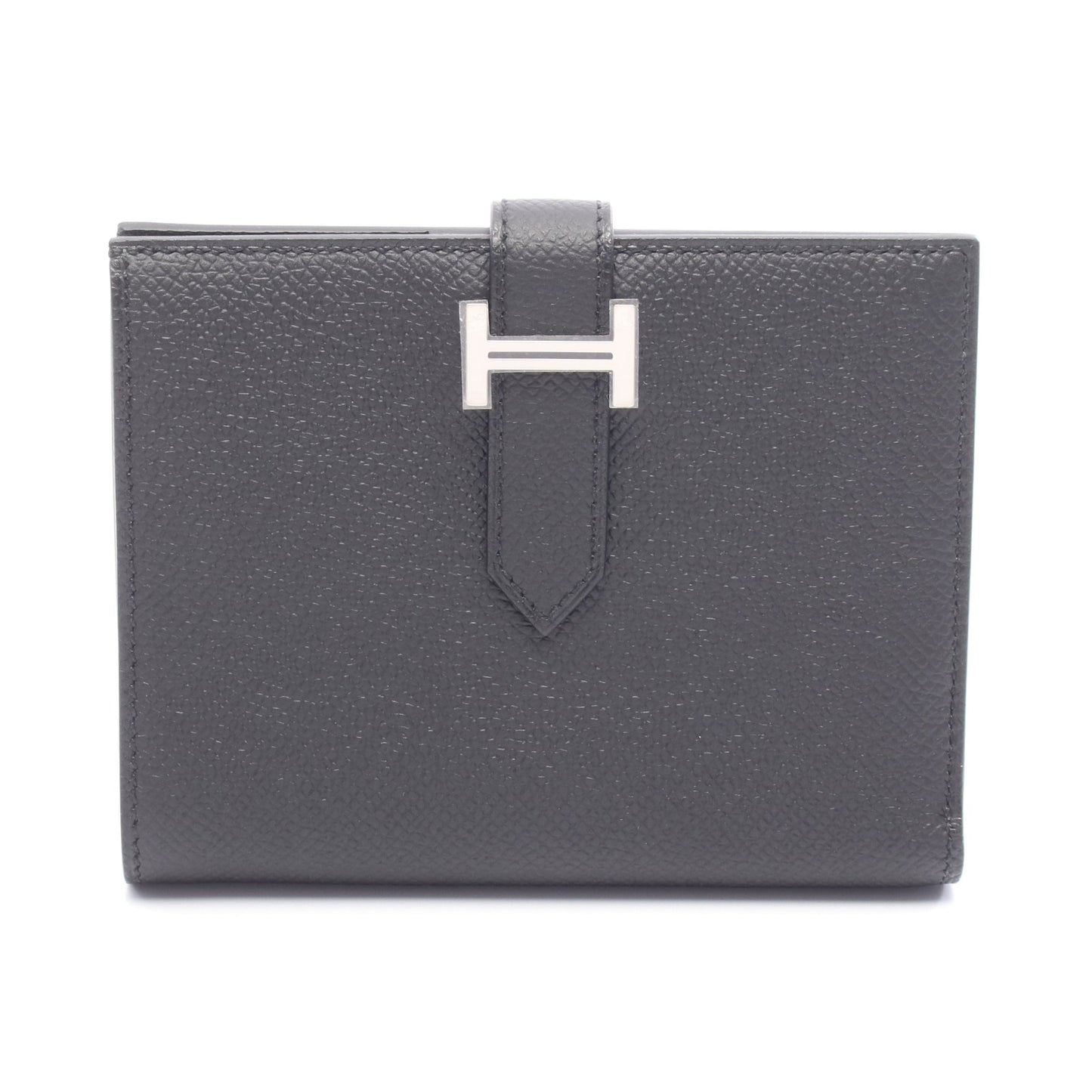 ベアンコンパクト 二つ折り財布 ヴォーエプソン ブラック シルバー金具 W刻印 エルメス 財布・小物 HERMES