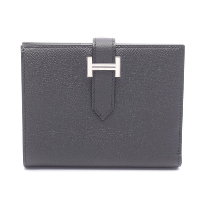 ベアンコンパクト 二つ折り財布 ヴォーエプソン ブラック シルバー金具 W刻印 エルメス 財布・小物 HERMES