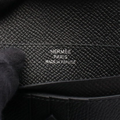 ベアンコンパクト 二つ折り財布 ヴォーエプソン ブラック シルバー金具 W刻印 エルメス 財布・小物 HERMES
