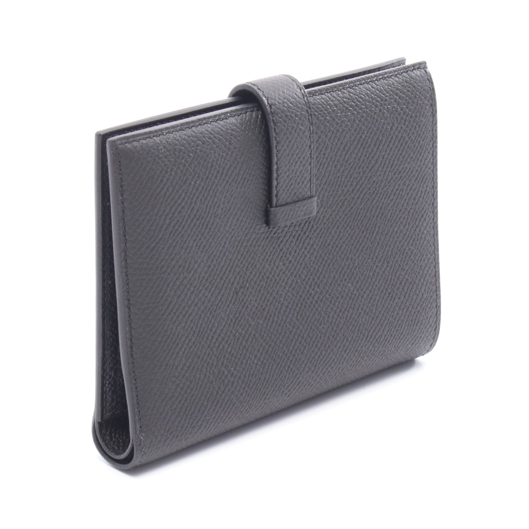 ベアンコンパクト 二つ折り財布 ヴォーエプソン ブラック シルバー金具