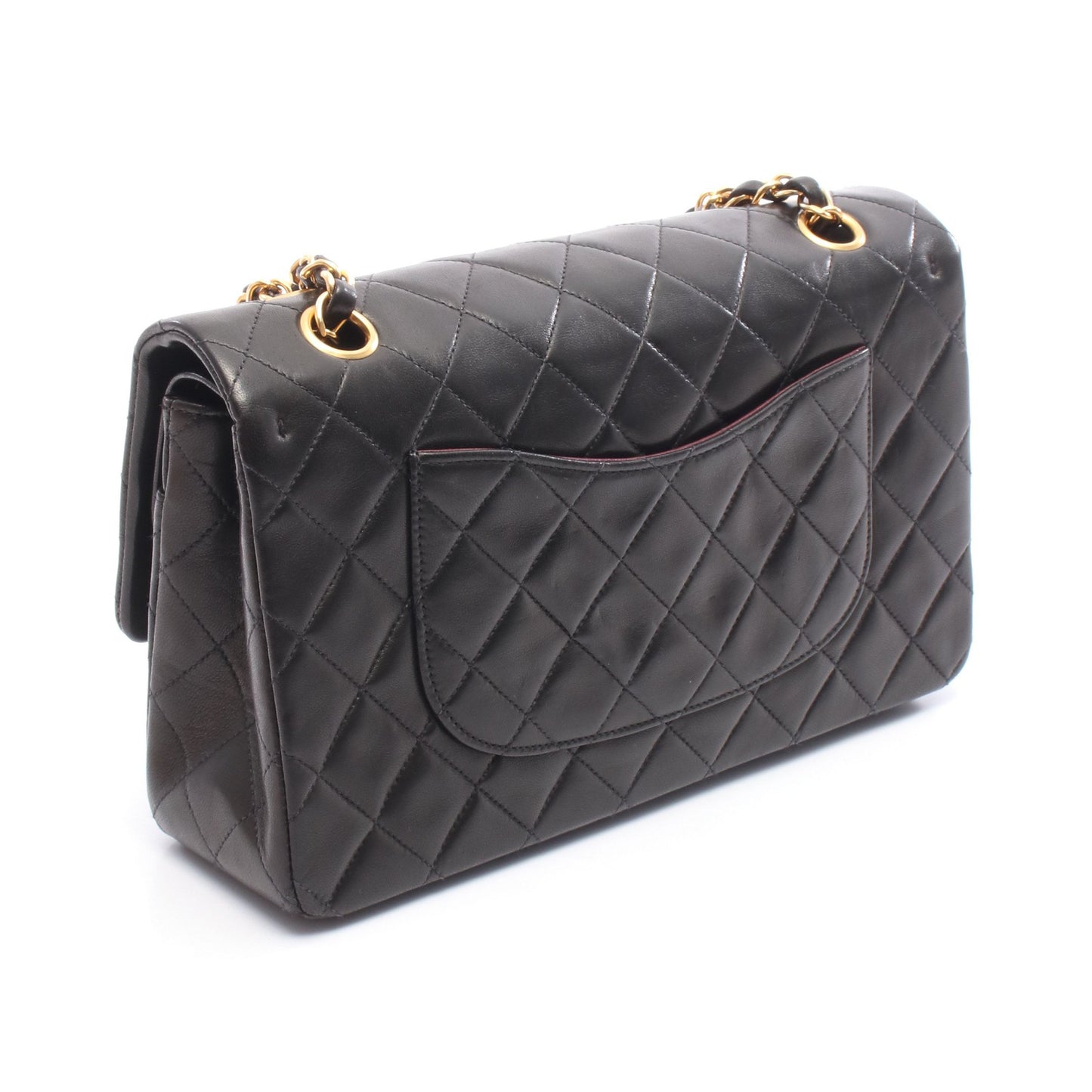 マトラッセ Wフラップ Wチェーンショルダーバッグ ラムスキン ブラック ゴールド金具 シャネル バッグ CHANEL
