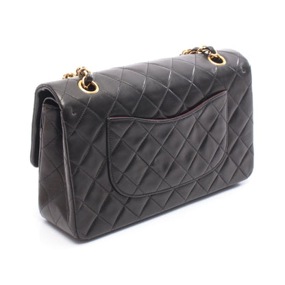 マトラッセ Wフラップ Wチェーンショルダーバッグ ラムスキン ブラック ゴールド金具 シャネル バッグ CHANEL