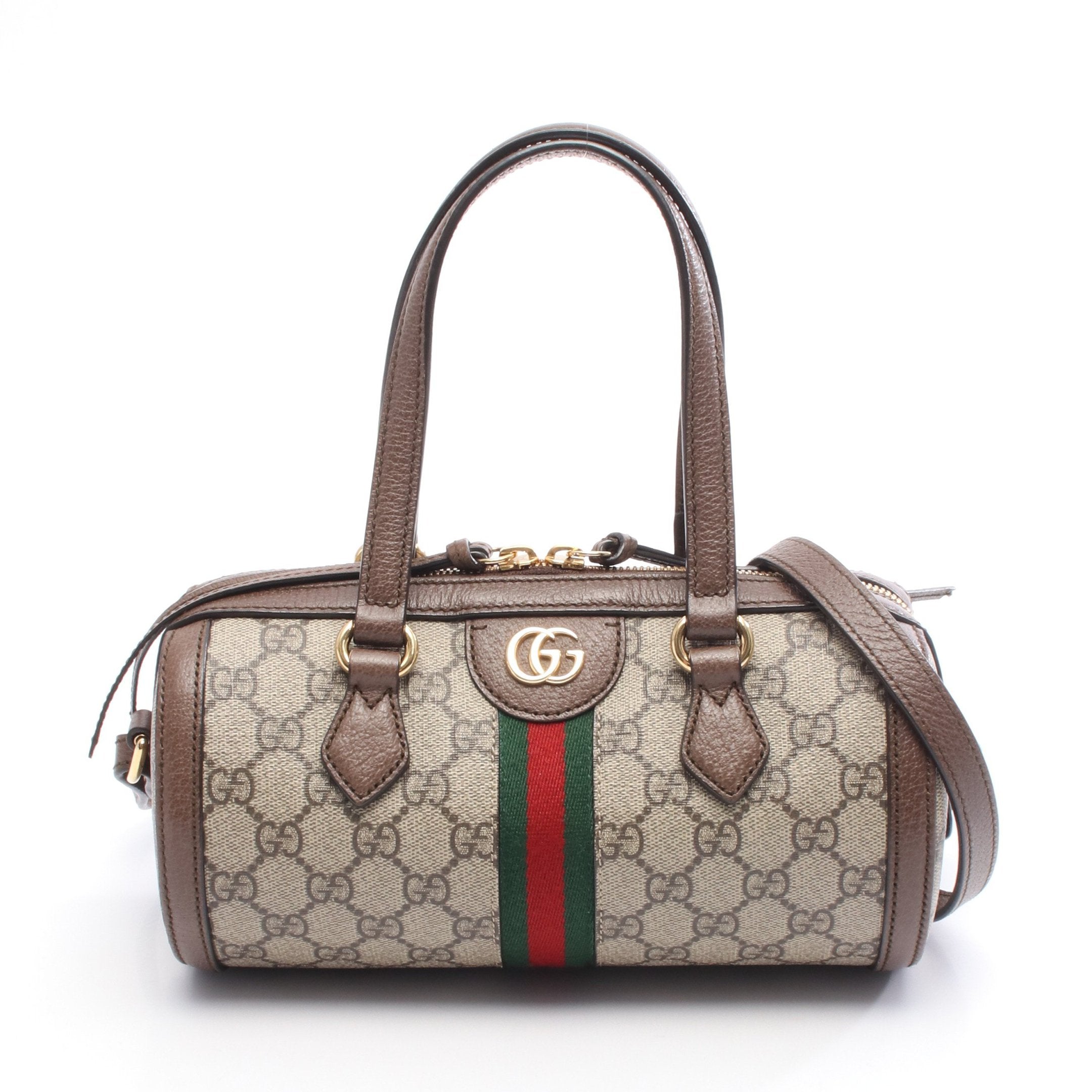 オフィディア ハンドバッグ PVC レザー ベージュ ブラウン 2WAY グッチ