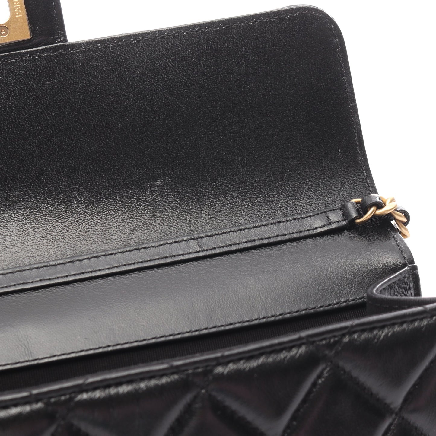 マトラッセ チェーンショルダーバッグ ラムスキン ブラック ゴールド金具 シャネル バッグ CHANEL