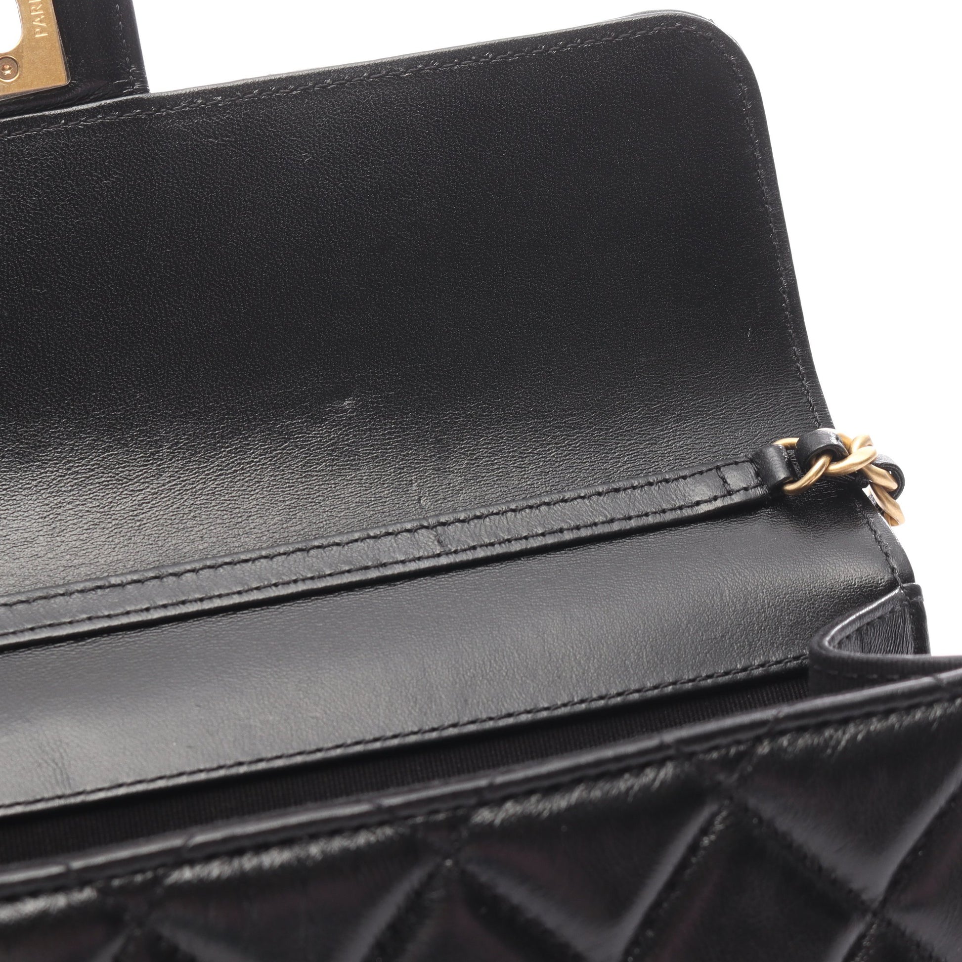 マトラッセ チェーンショルダーバッグ ラムスキン ブラック ゴールド金具 シャネル バッグ CHANEL