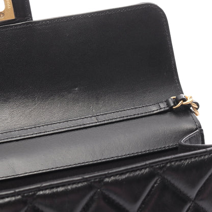 マトラッセ チェーンショルダーバッグ ラムスキン ブラック ゴールド金具 シャネル バッグ CHANEL