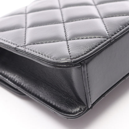 マトラッセ チェーンショルダーバッグ ラムスキン ブラック ゴールド金具 シャネル バッグ CHANEL