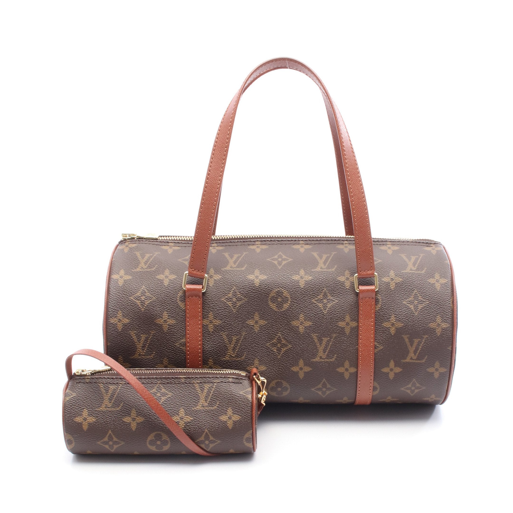 パピヨン30 モノグラム 旧型 ハンドバッグ PVC レザー ブラウン ルイ