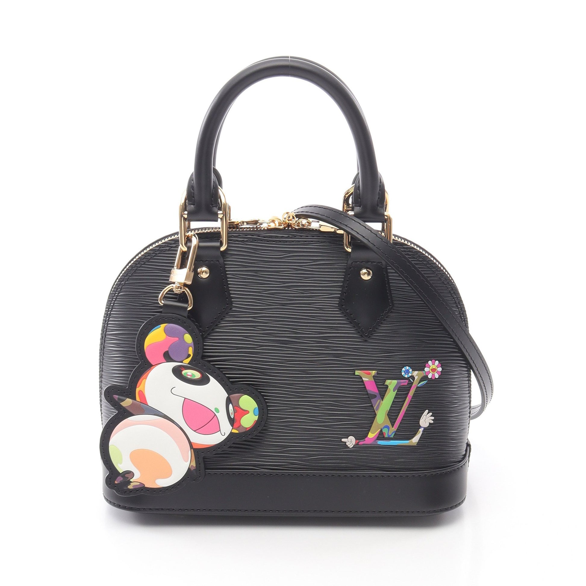 LOUIS VUITTON × 村上隆 アルマBB エピ ノワール ハンドバッグ レザー 