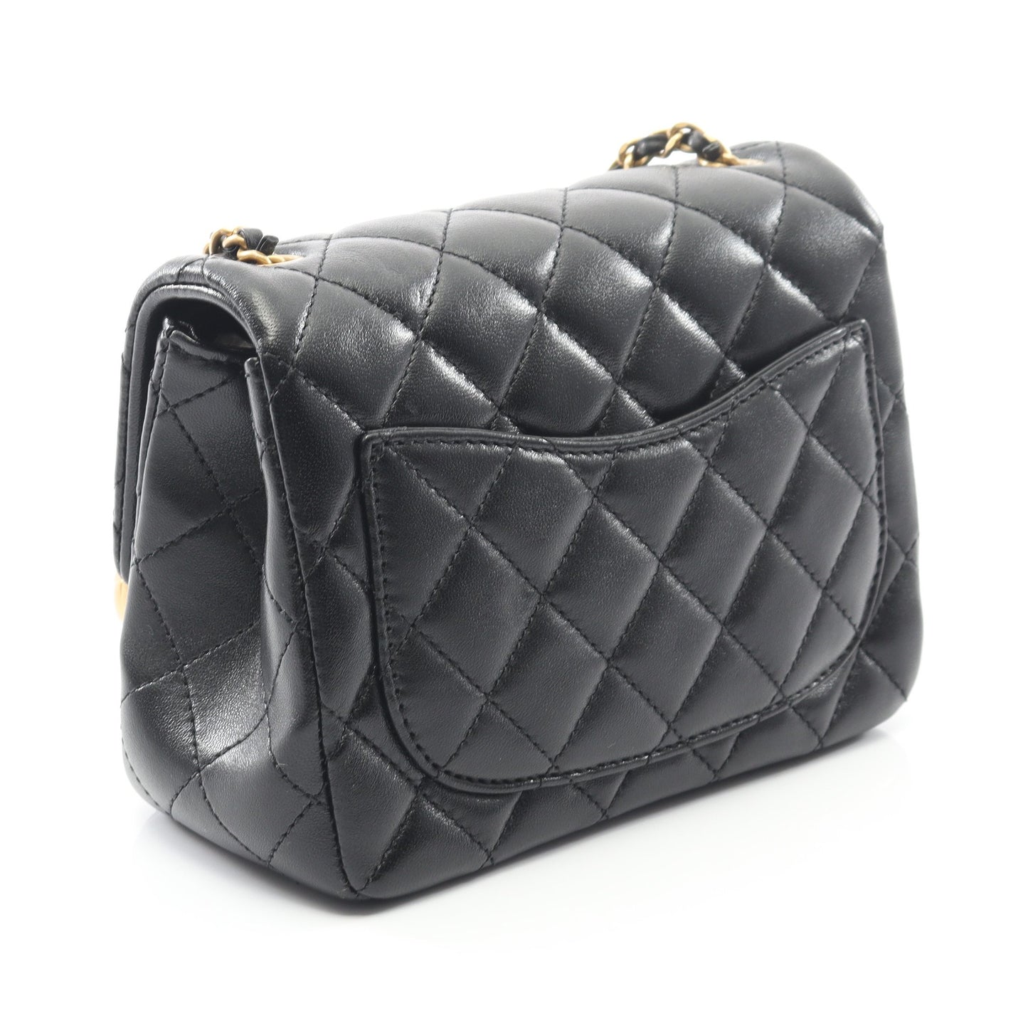 マトラッセ チェーンショルダーバッグ ラムスキン ブラック ゴールド金具 シャネル バッグ CHANEL