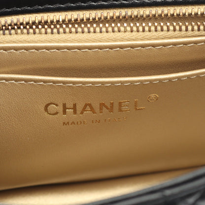 マトラッセ チェーンショルダーバッグ ラムスキン ブラック ゴールド金具 シャネル バッグ CHANEL