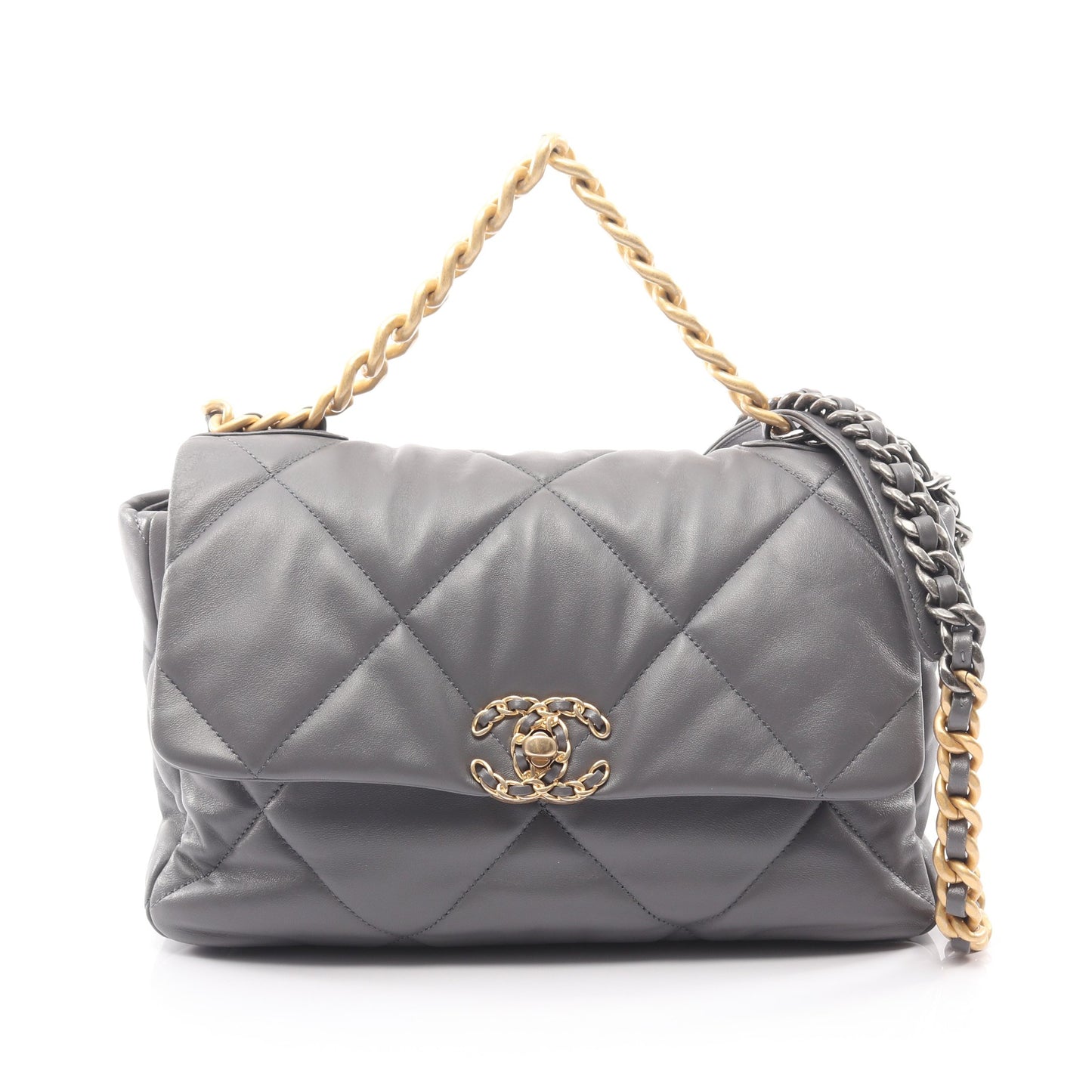 19 ディズヌフ マトラッセ チェーンショルダーバッグ ラムスキン グレー コンビ金具 2WAY シャネル バッグ CHANEL