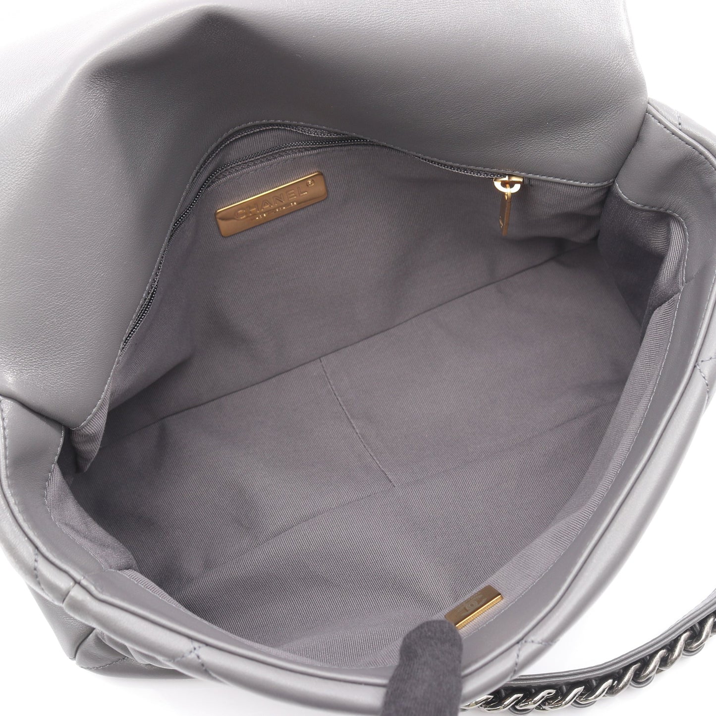 19 ディズヌフ マトラッセ チェーンショルダーバッグ ラムスキン グレー コンビ金具 2WAY シャネル バッグ CHANEL