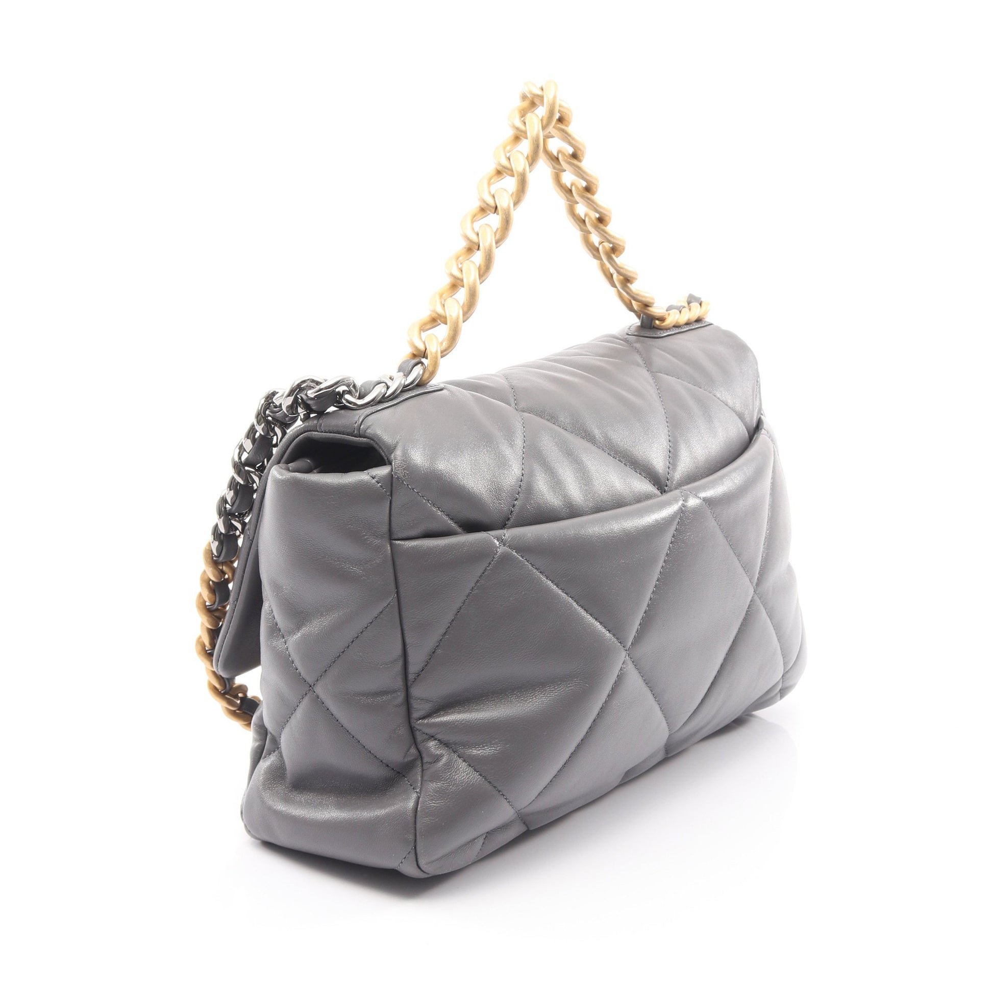 19 ディズヌフ マトラッセ チェーンショルダーバッグ ラムスキン グレー コンビ金具 2WAY シャネル バッグ CHANEL