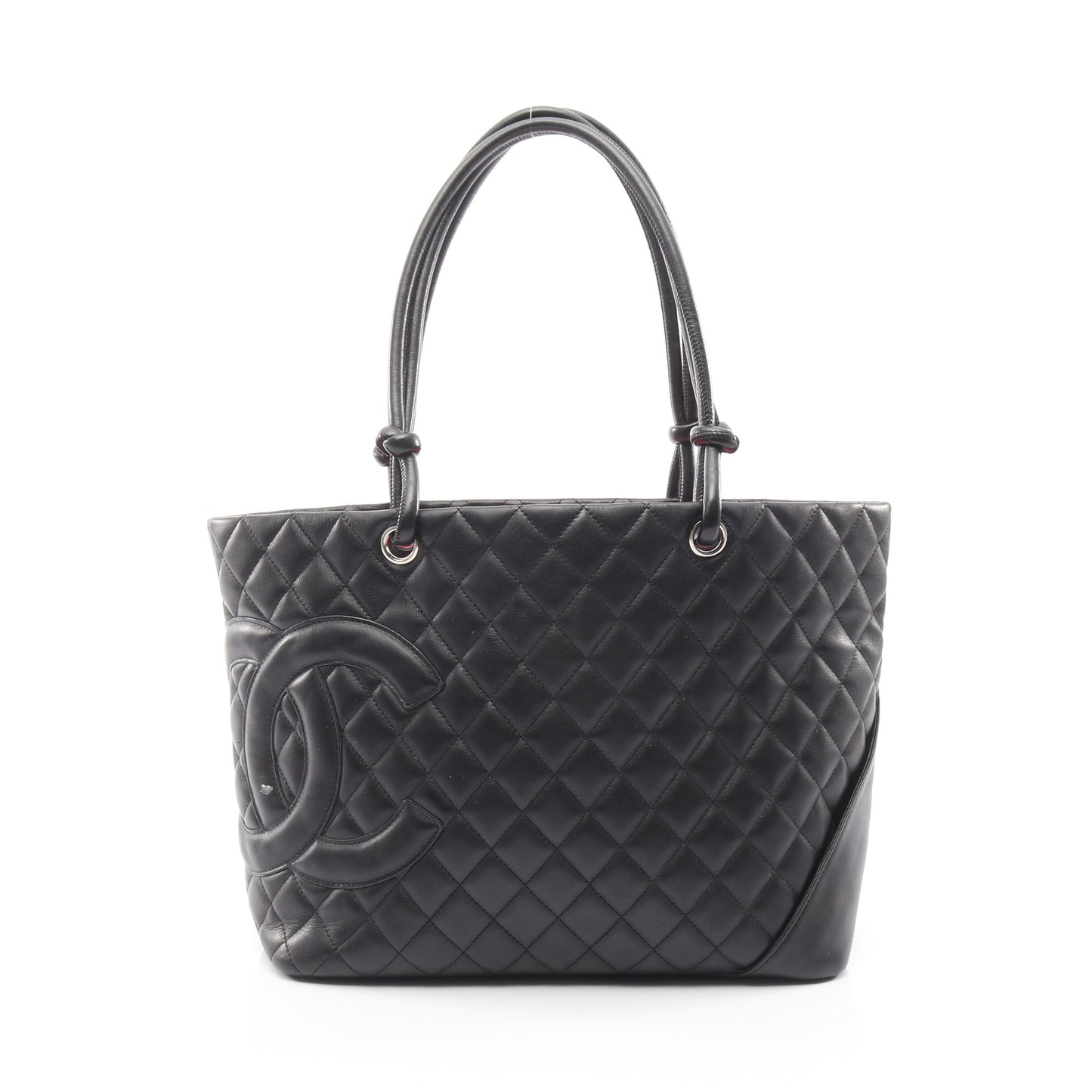 カンボンライン ラージ ショルダーバッグ トートバッグ レザー ブラック シルバー金具 シャネル バッグ CHANEL