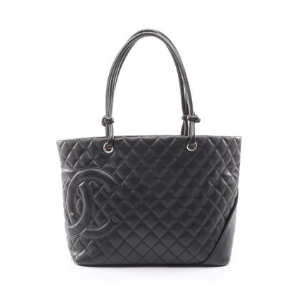 カンボンライン ラージ ショルダーバッグ トートバッグ レザー ブラック シルバー金具 シャネル バッグ CHANEL