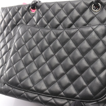 カンボンライン ラージ ショルダーバッグ トートバッグ レザー ブラック シルバー金具 シャネル バッグ CHANEL