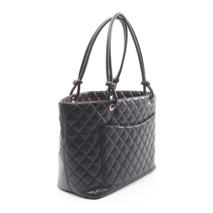 カンボンライン ラージ ショルダーバッグ トートバッグ レザー ブラック シルバー金具 シャネル バッグ CHANEL