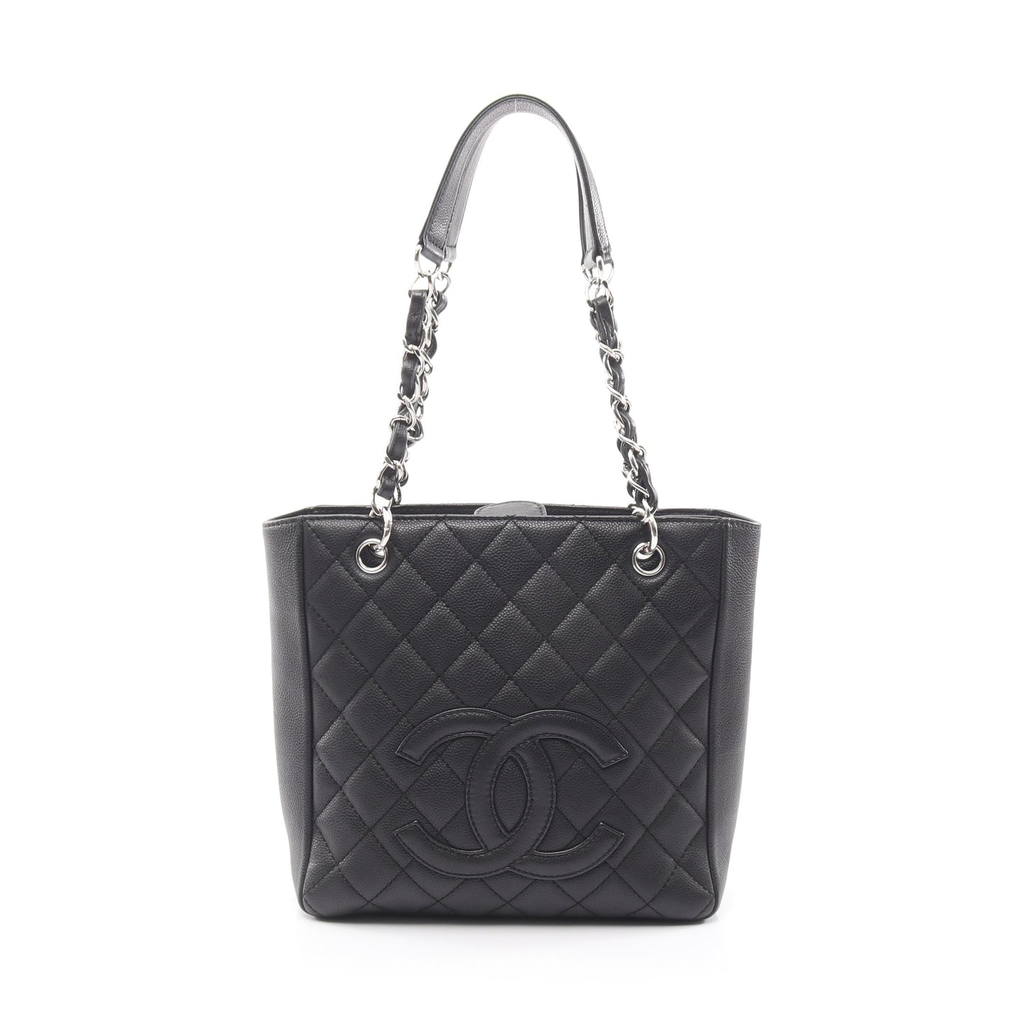 マトラッセ PST チェーンショルダーバッグ チェーントートバッグ キャビアスキン ブラック シルバー金具 シャネル バッグ CHANEL