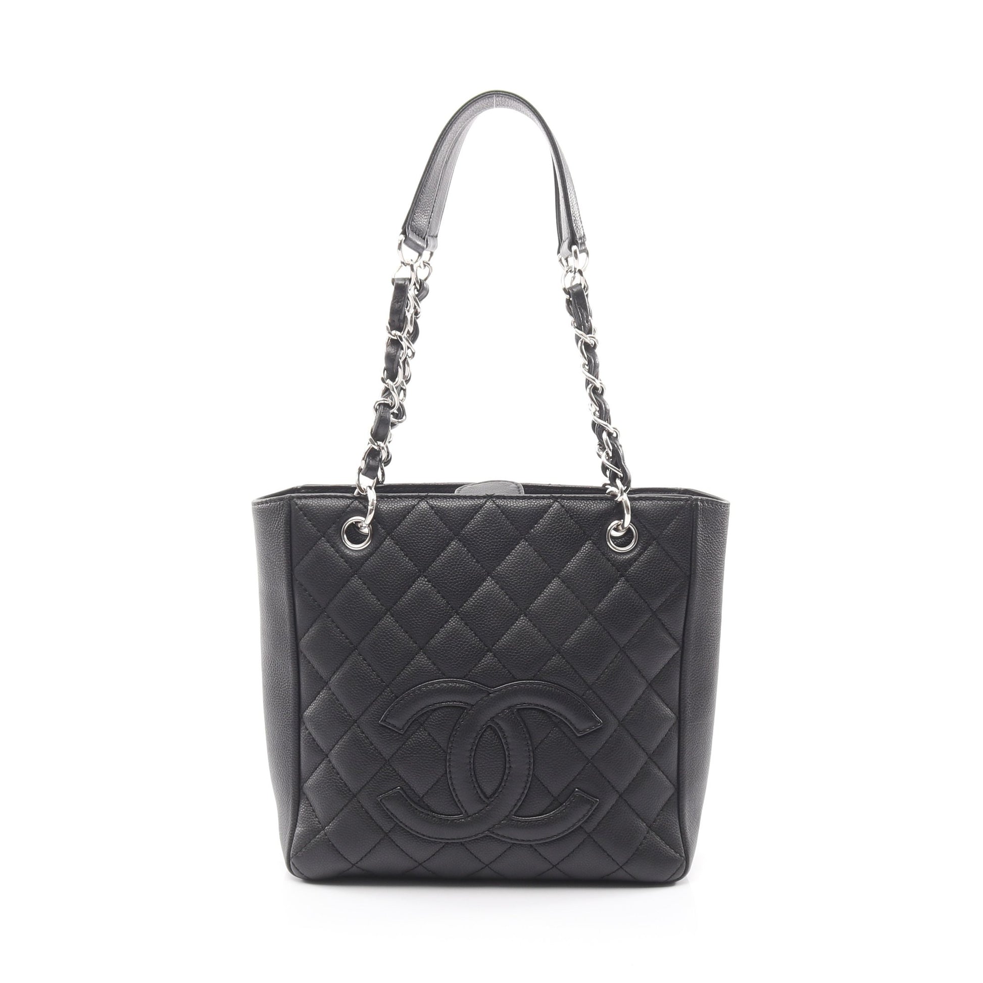 マトラッセ PST チェーンショルダーバッグ チェーントートバッグ キャビアスキン ブラック シルバー金具 シャネル バッグ CHANEL