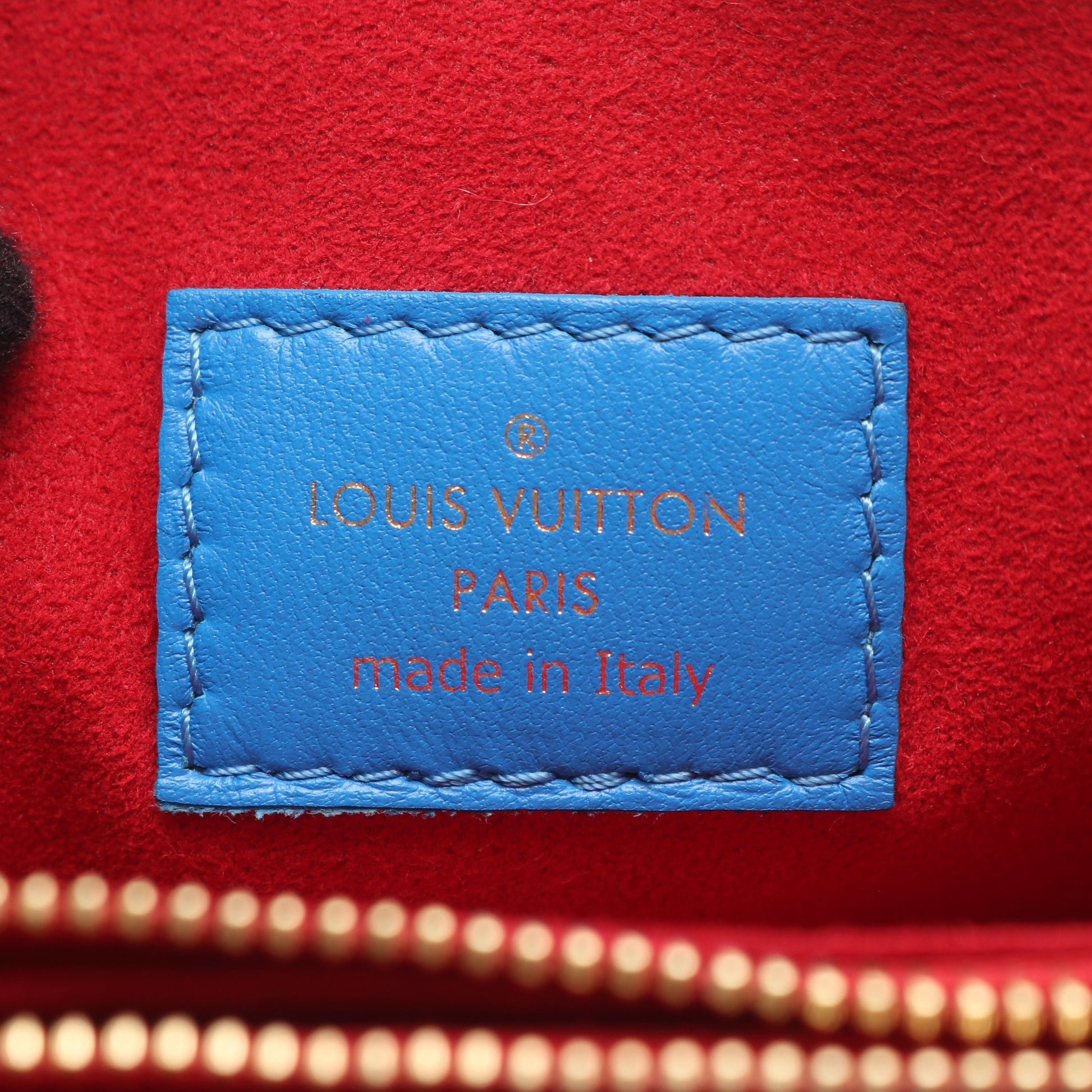クッサンPM モノグラム チェーンショルダーバッグ レザー ブルー レッド 2WAY ルイヴィトン バッグ LOUIS VUITTON