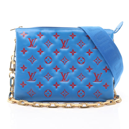 クッサンPM モノグラム チェーンショルダーバッグ レザー ブルー レッド 2WAY ルイヴィトン バッグ LOUIS VUITTON