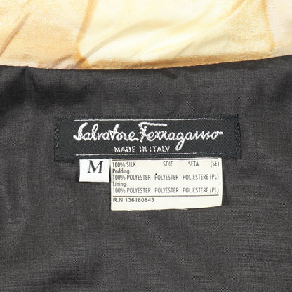 キルティングジャケット レオパード シルク イエロー ベージュ 中綿 サルヴァトーレフェラガモ アウター Salvatore Ferragamo