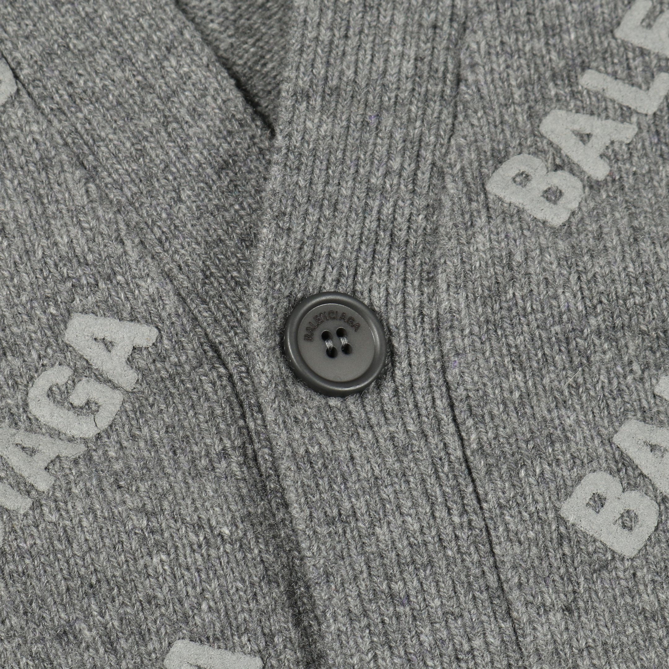 ニット カーディガン ロゴ 総柄 カシミヤ ウール グレー バレンシアガ