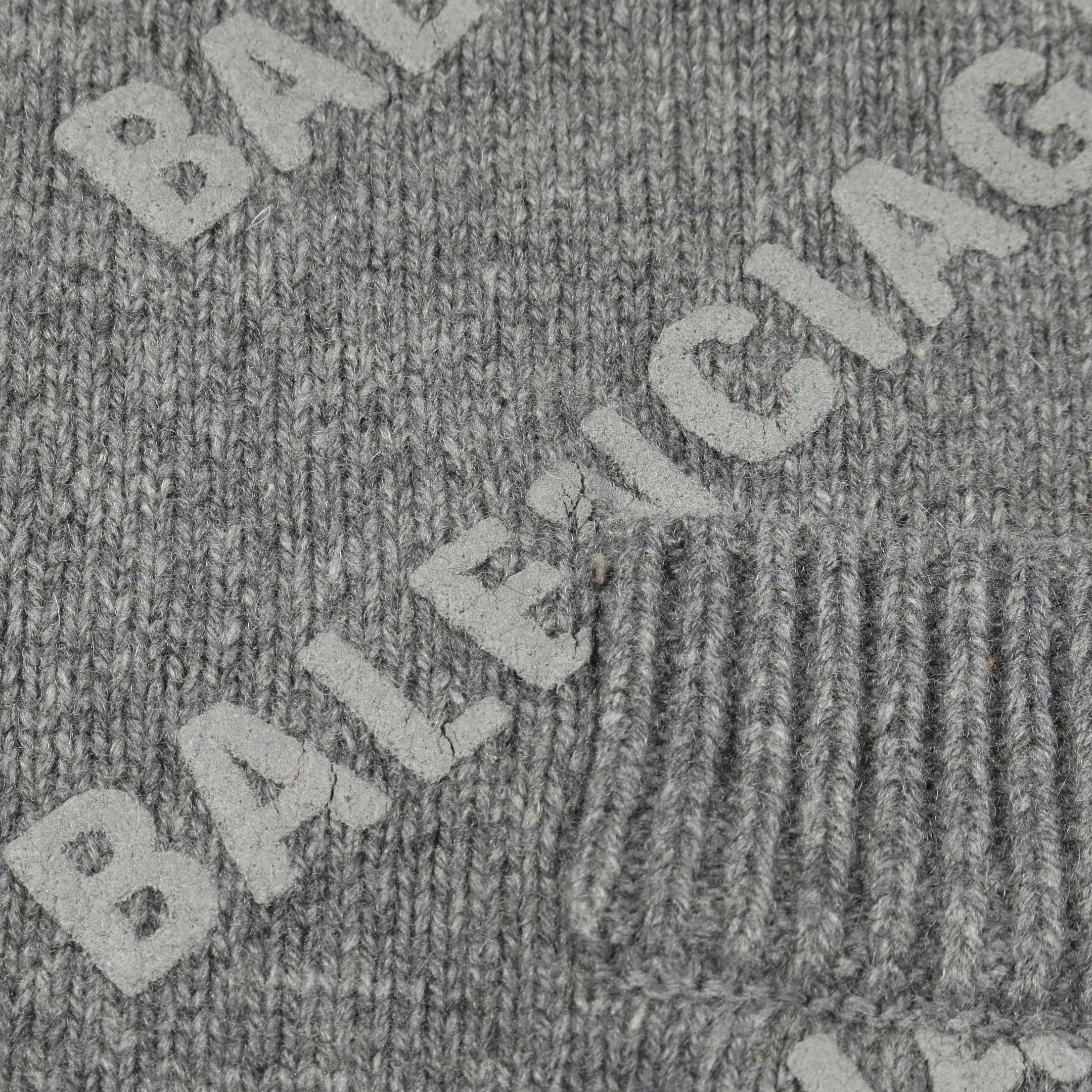 ニット カーディガン ロゴ 総柄 カシミヤ ウール グレー バレンシアガ