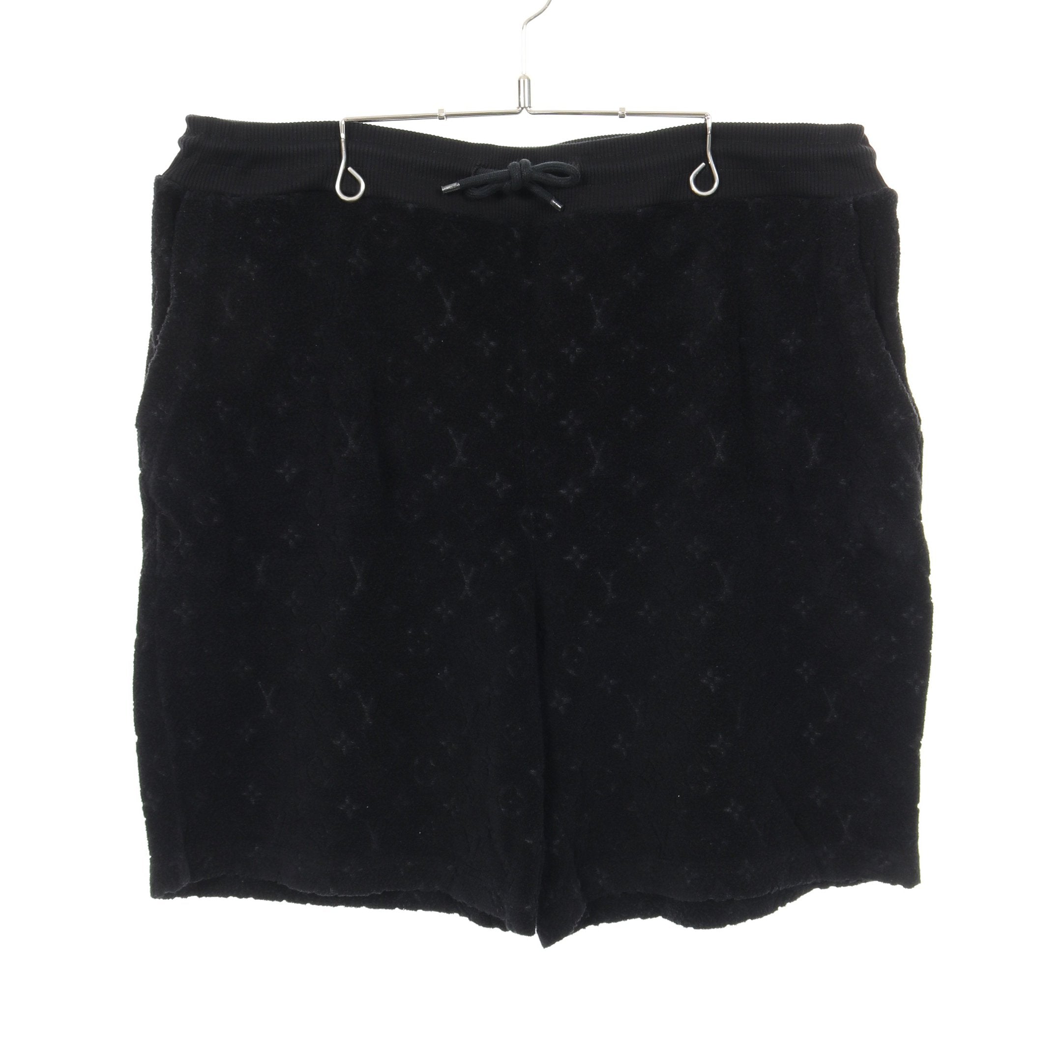 LOUIS VUITTON ルイヴィトン　ショートパンツ モノグラム ショート パンツ パイル コットン ナイロン ブラック ルイ